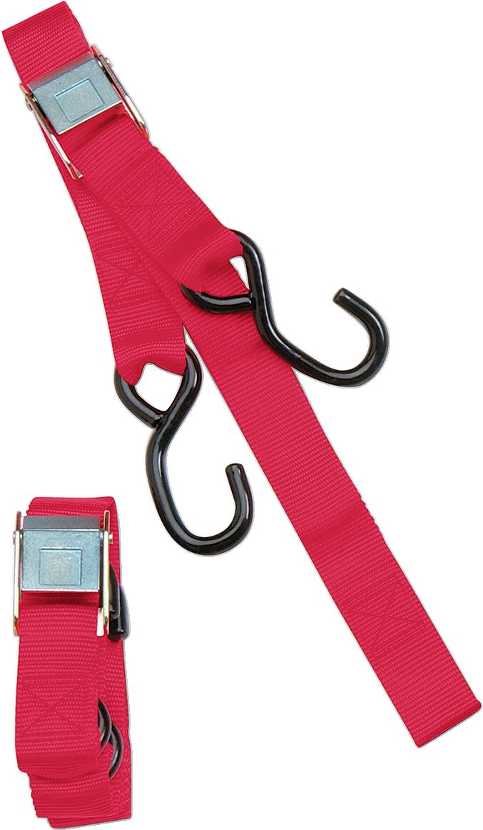 1" Heavy-Duty Cam Buckle Tie-Downs with Built-In Assist — Red