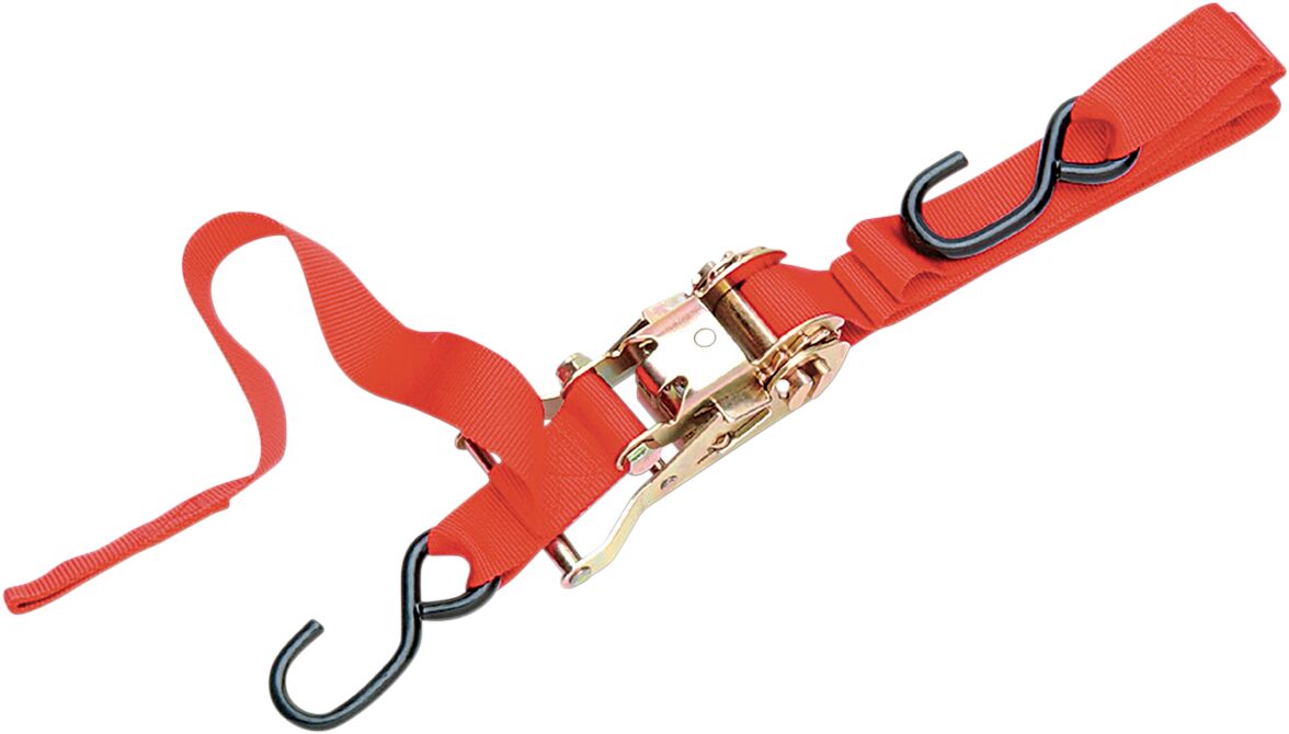 Heavy-Duty Ratcheting Tie-Downs with Built-In Assist — Red