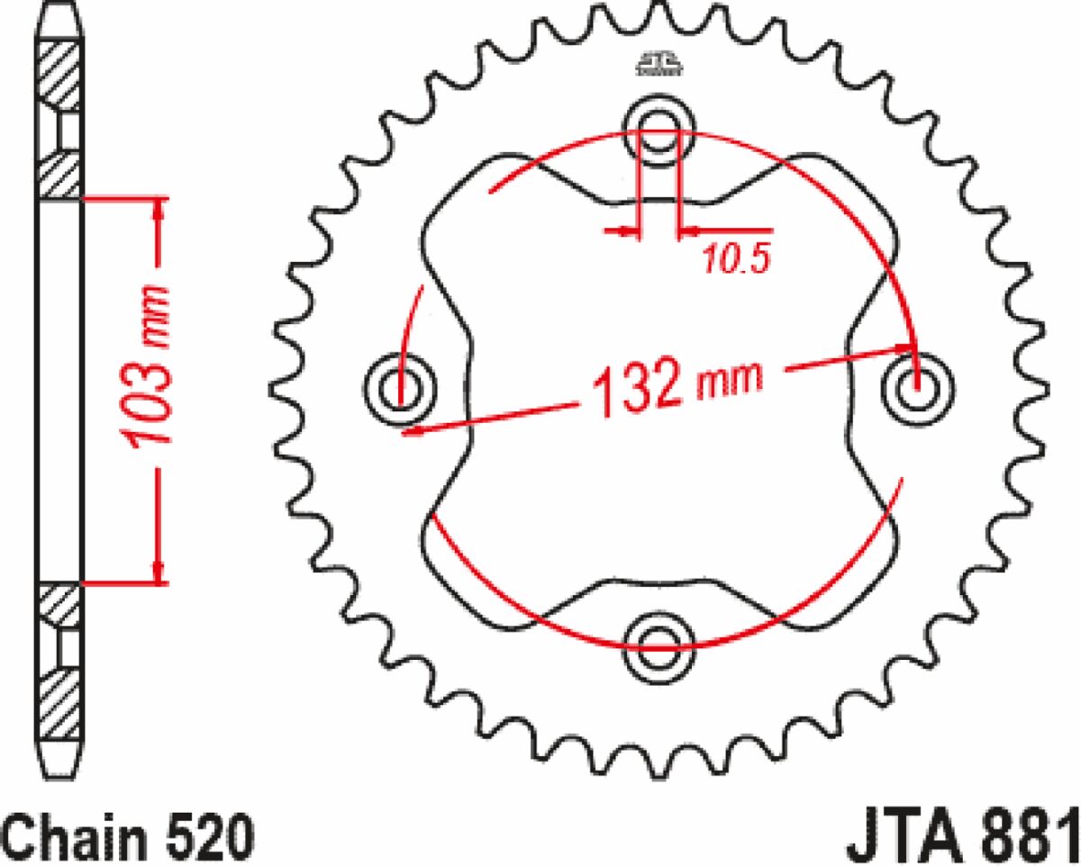 RaceLite Aluminum Rear Sprocket — JTA881.38ORG