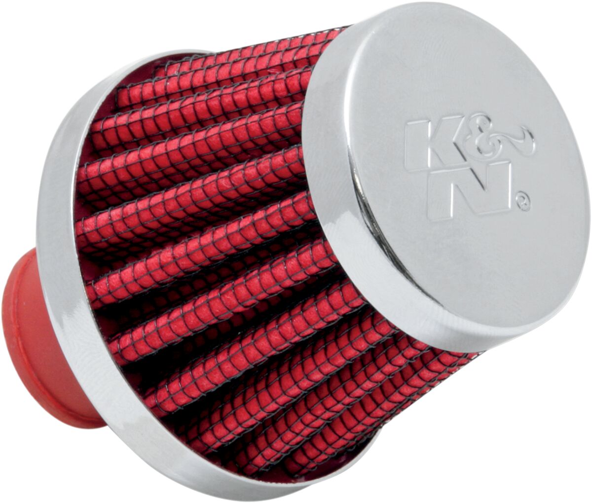 Rubber Base Crankcase Vent Filter — Chrome| Red