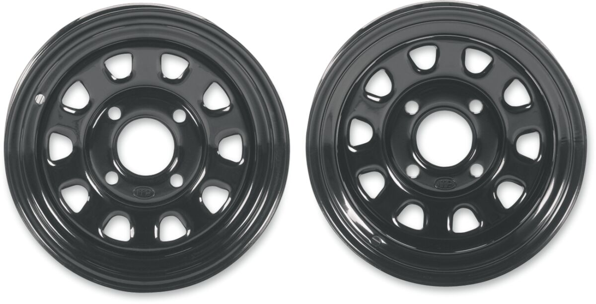 Delta Steel Wheel — Front/Rear, 12x7, Black| Gloss