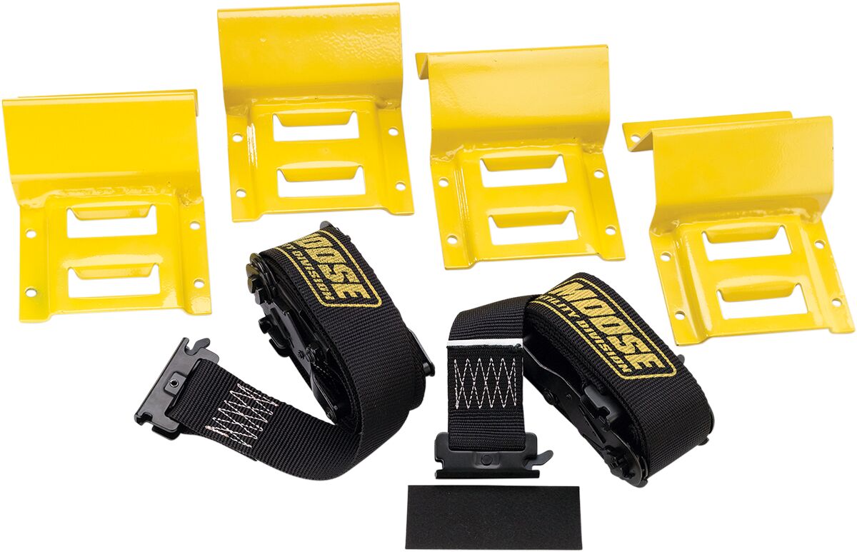 Wheel Chock and Tie-Down Strap Kit — Yellow